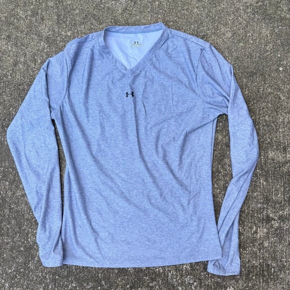 Under Armour Other - Under Armour Long Sleeve V-Neck Shirt Modern Girls XL Light Blue Heather Tee Top